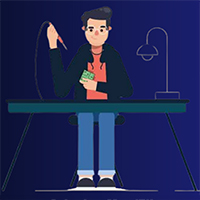 A graphic of a cartoon man using a soldering tool.